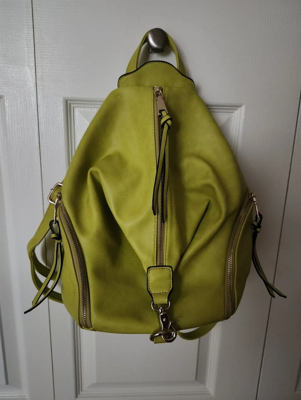 Lime Green Women’s Convertible Backpack Purse Faux Leather